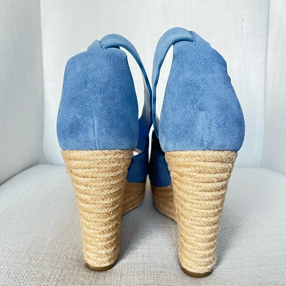 Marc Fischer blue suede wedge ankle strap 8 - Picture 7 of 9
